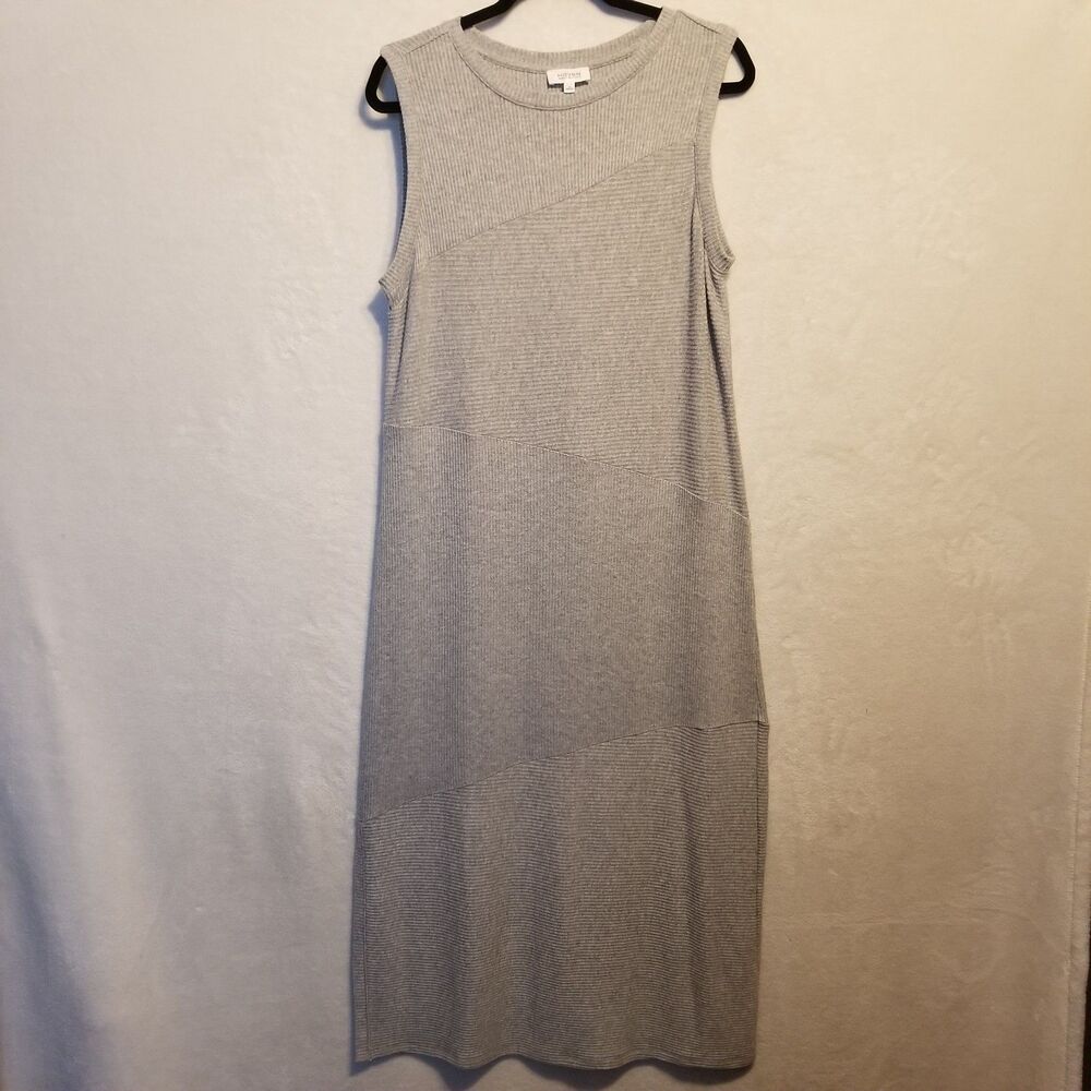 Haven Well Within M Dress Maxi Gray Ribbed Knit Super Soft Sleeveless Lagenlook